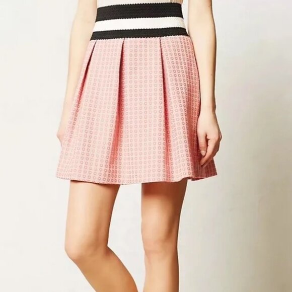 MAEVE Anthropologie Women's Medium Swing Mini Skirt Embroidered Circles Pockets - Picture 1 of 13